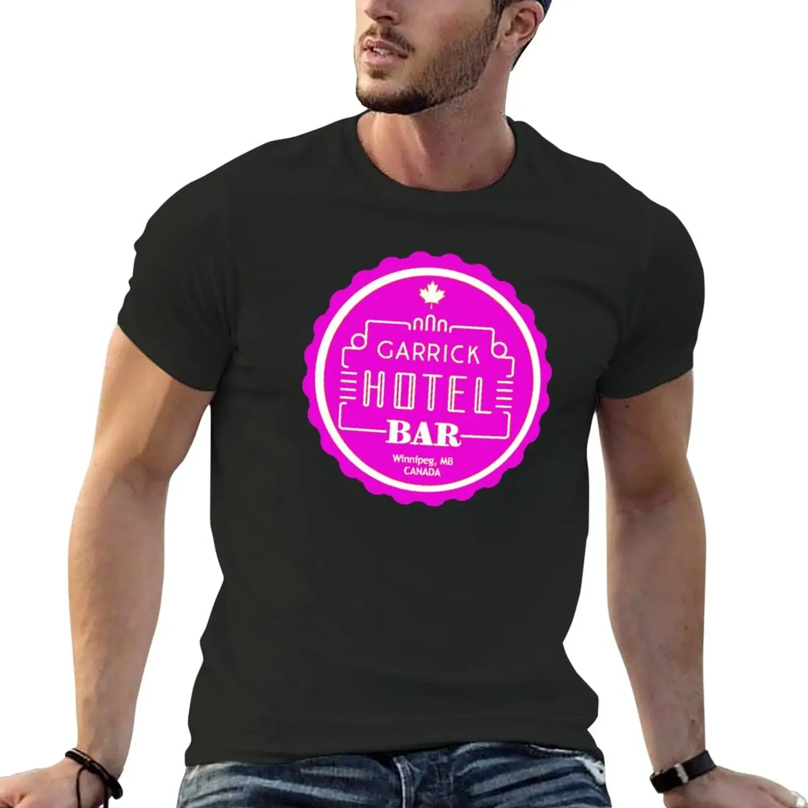 

Garrick Hotel Apparel - Round Pink & White T-Shirt boys animal print Blouse mens graphic t-shirts