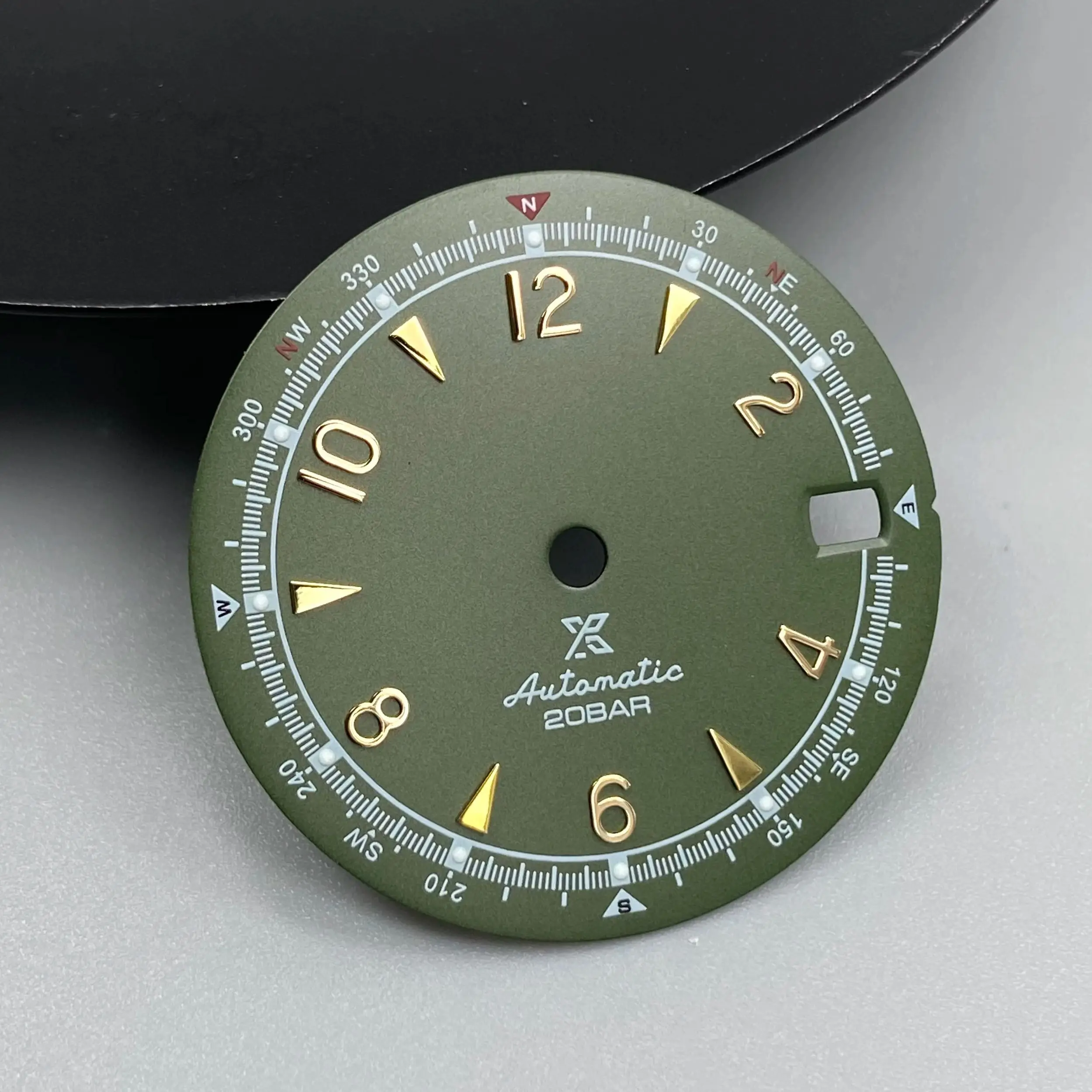 Green Luminous Single Date Dial - 28.5mm Watch Accessory with Custom Logo Option