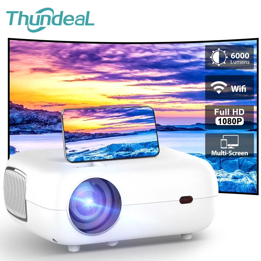 PROGAGA PG500 Full HD 1080P Mini Portable Projector 200 Inch 6000 Lumens Wifi Support 2K 4K Home Theater PG500 Projector Beamer