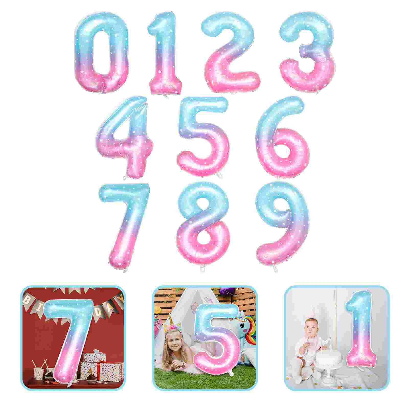

10 PCS Balloons Number Birthday Supply Prop Aluminum Foil Party Decoration Baby