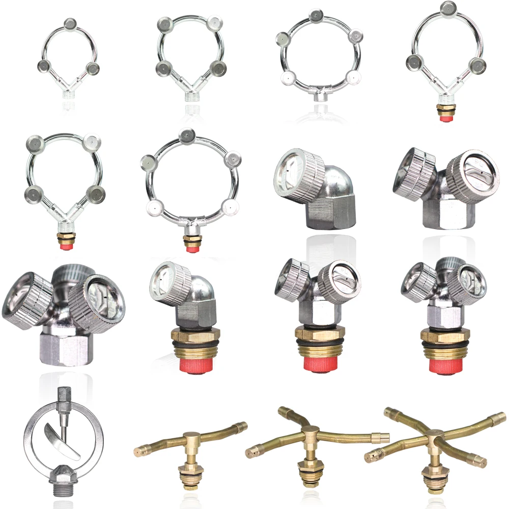 Stainless Steel Misting Nozzles M14 1/2'' Thread Connecter Garden Cooling & Watering Irrigation Sprinklers Brass Rotating Spray