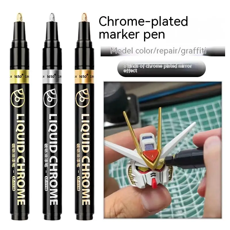 

High Gloss Mirror Chrome Plated Marker Metal Pen Paint Pen DIY Gundam Model Waterproof Repaint Silver Plating Pen