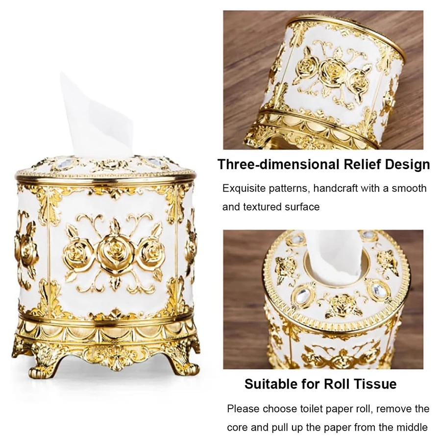 European Pattern Roll Tissue Organizer,Bathroom Countertop Organizer Round,For The Organization Of Single Rolls Of Paper Towels 4