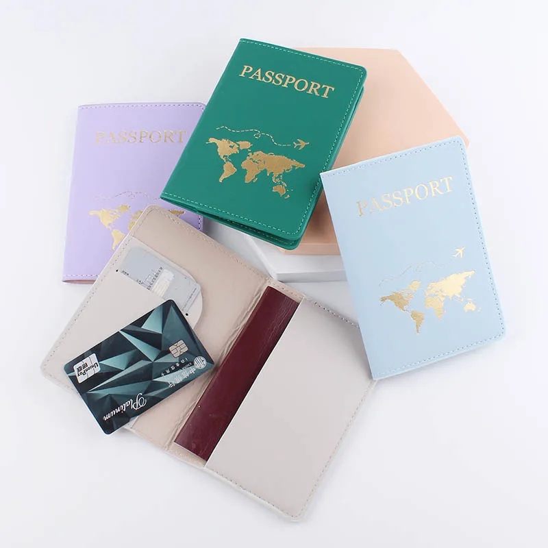 Couple Line Passport Cover Fashion New Travel Bank Card Document Bag PU Leather Holder Lovers Passport Holder