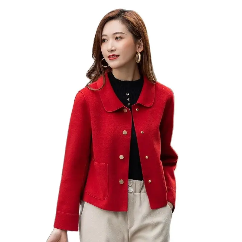 Korean Women Autumn Winter Woolen Coat 2023 New Short Fashion Loose