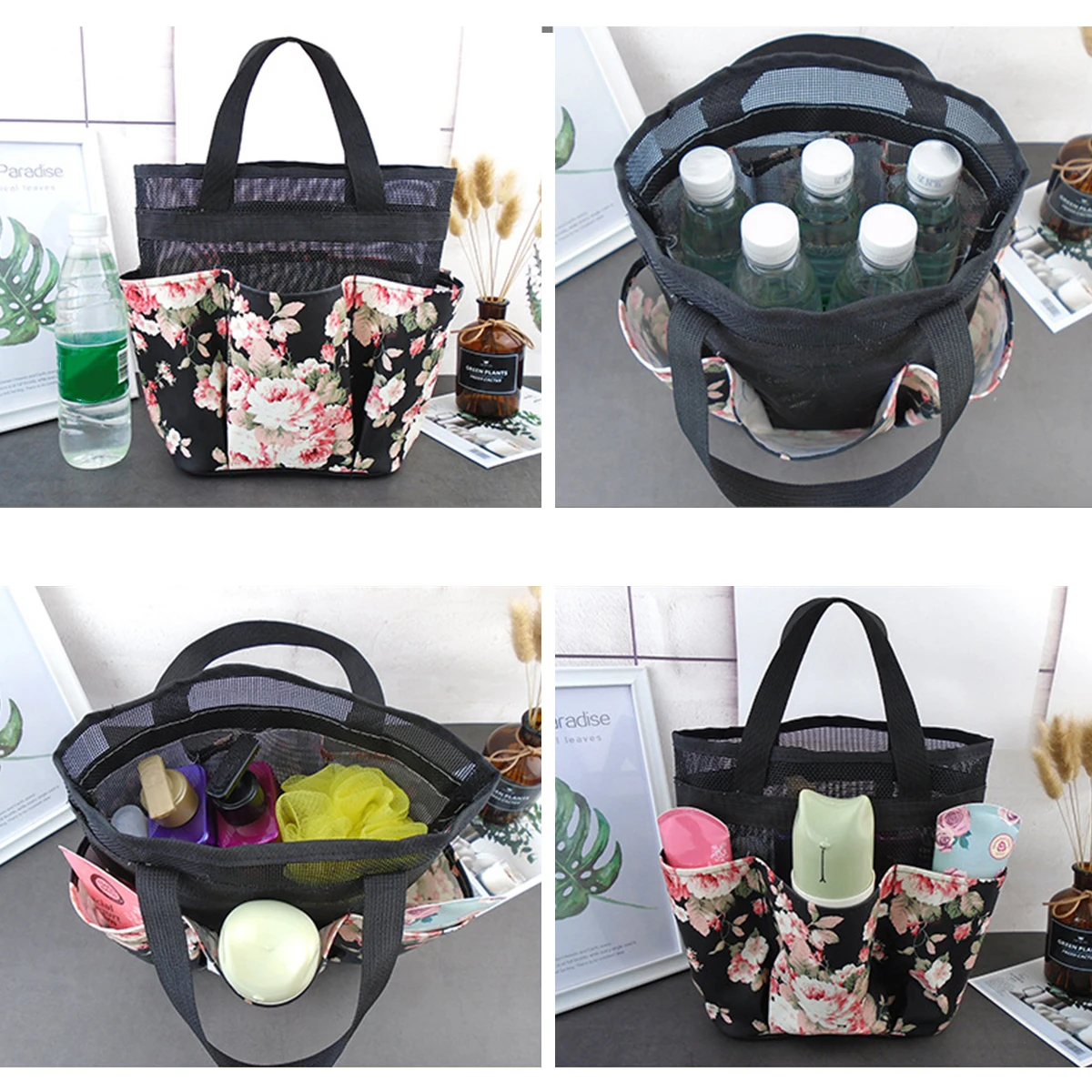 Mesh Shower Caddy Tote Bag Portable Shower Caddy Basket 6 Storage Pockets Quick Dry Mesh Hanging Organizer shower caddy basket