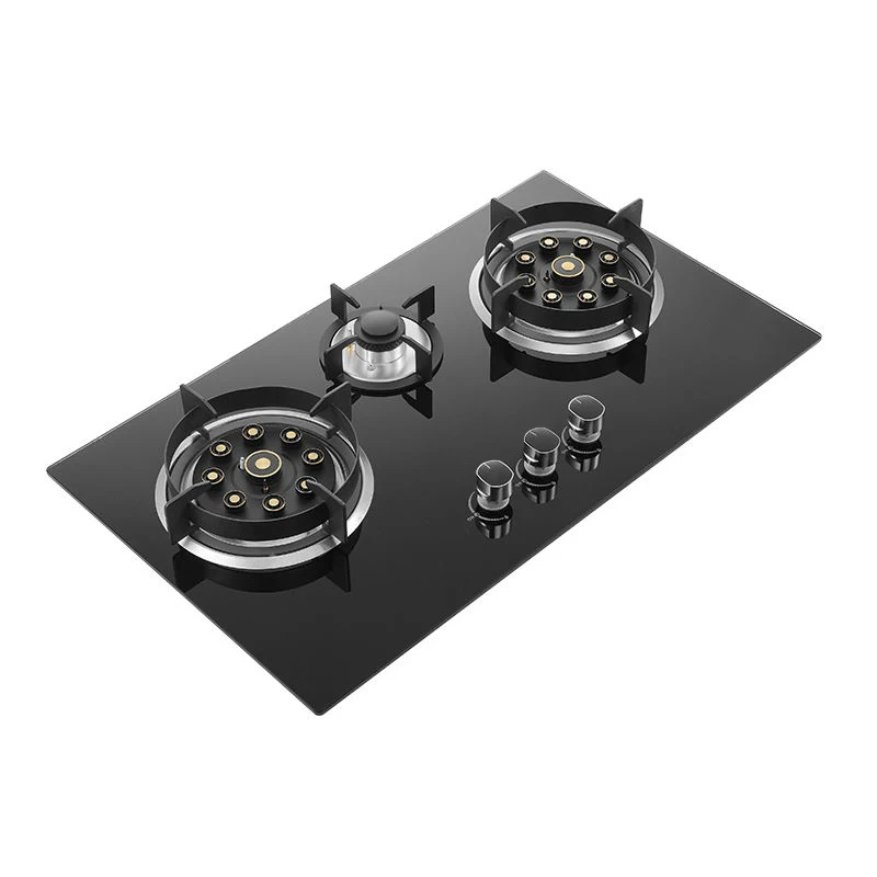 Hot selling gas cooker LPG smart Timer gas cooktops glass top battery 3 burner stove for kitchen