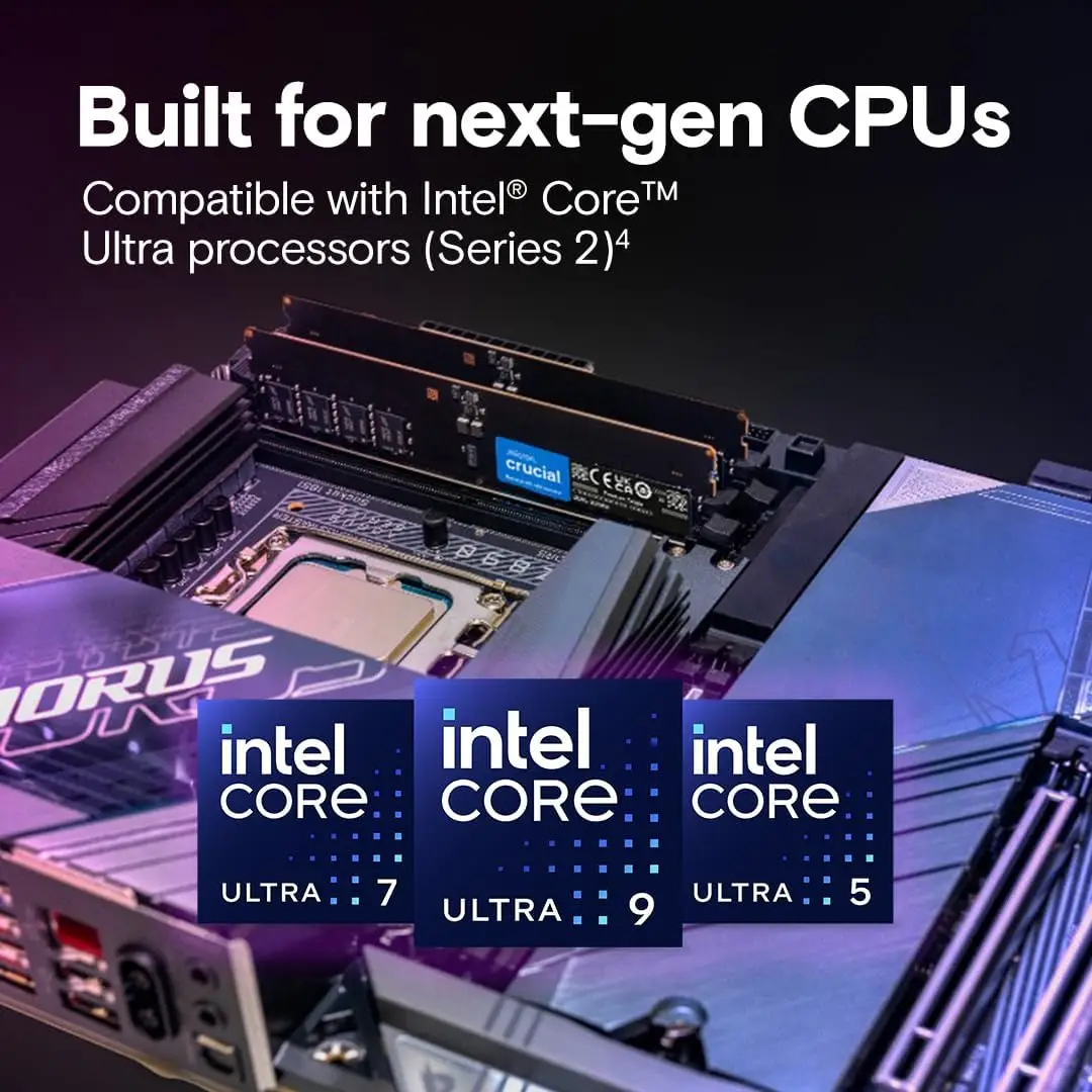 크루셜 DDR5 RAM 16GB 32GB 6400MHz 메모리 데스크탑 UDIMM 288핀 게이밍 메모리 (인텔 코어 및 AMD 라이젠용)