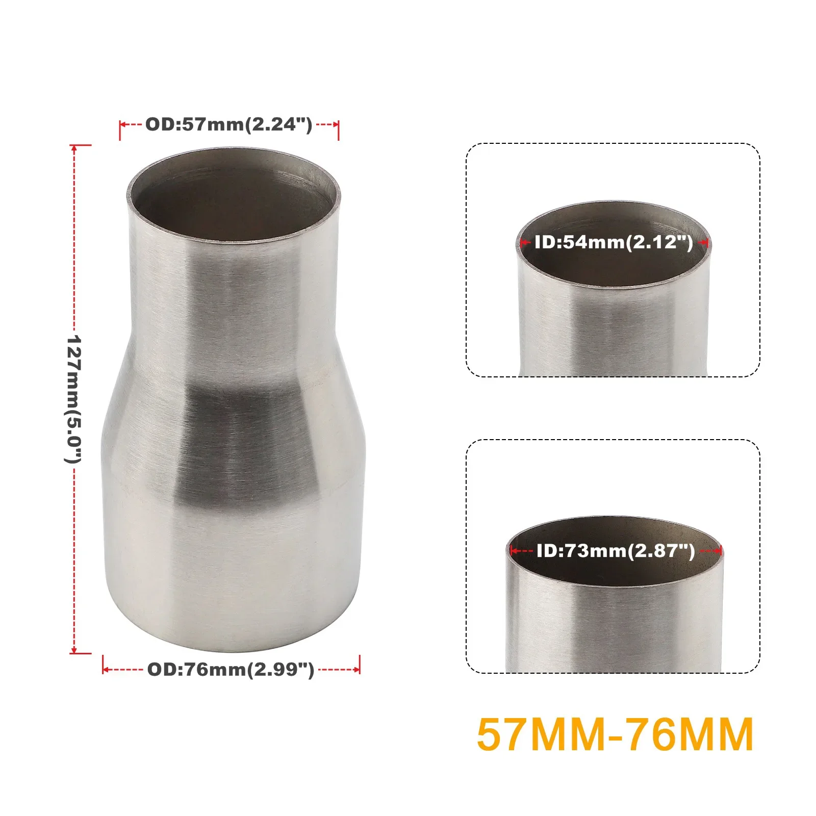 Stainless Steel 5-Step Exhaust Reducer Connector Pipe Tube