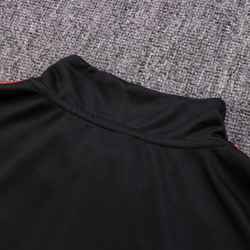 Adidas Soccer Jerseys Men Sweat Absorbing Fashionable Breathable Anti-wrinkle Sportswear Training Suit Black and Red