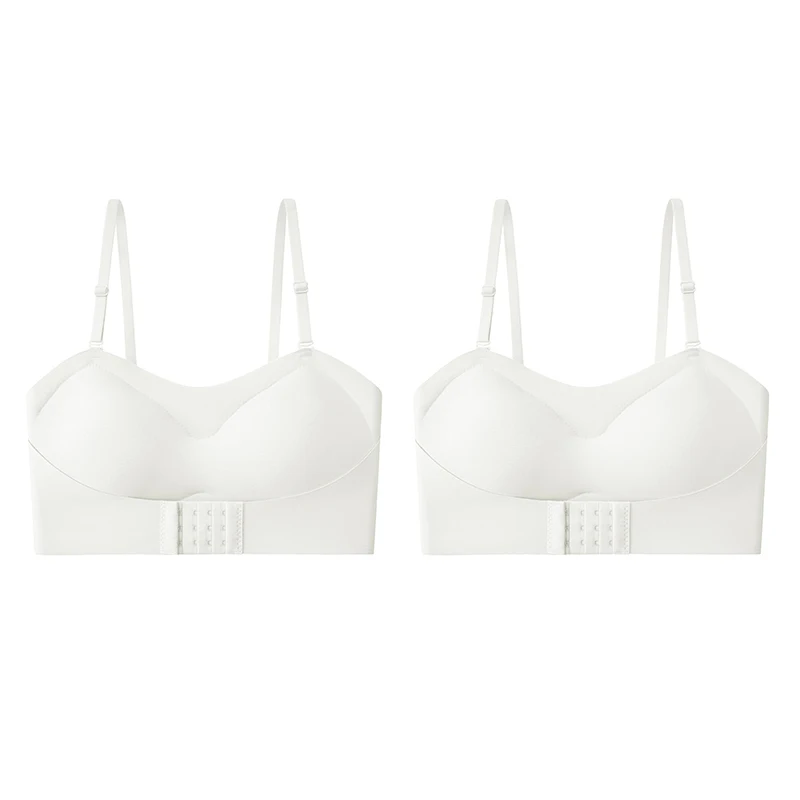 2pcs/set Women Underwear No Trace Strapless Thin Section Gather Special Non-slip  Can't Fall Tube Top No Steel Ring Sexy Bra