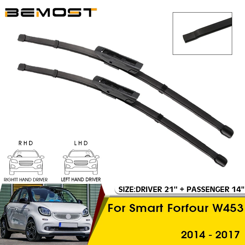 

Автомобильные щетки стеклоочистителя для Smart Forfour W453 2014-2017, лобовое стекло, лобовое стекло, передние стеклоочистители, 21 + 14 дюймов, автомобильные аксессуары