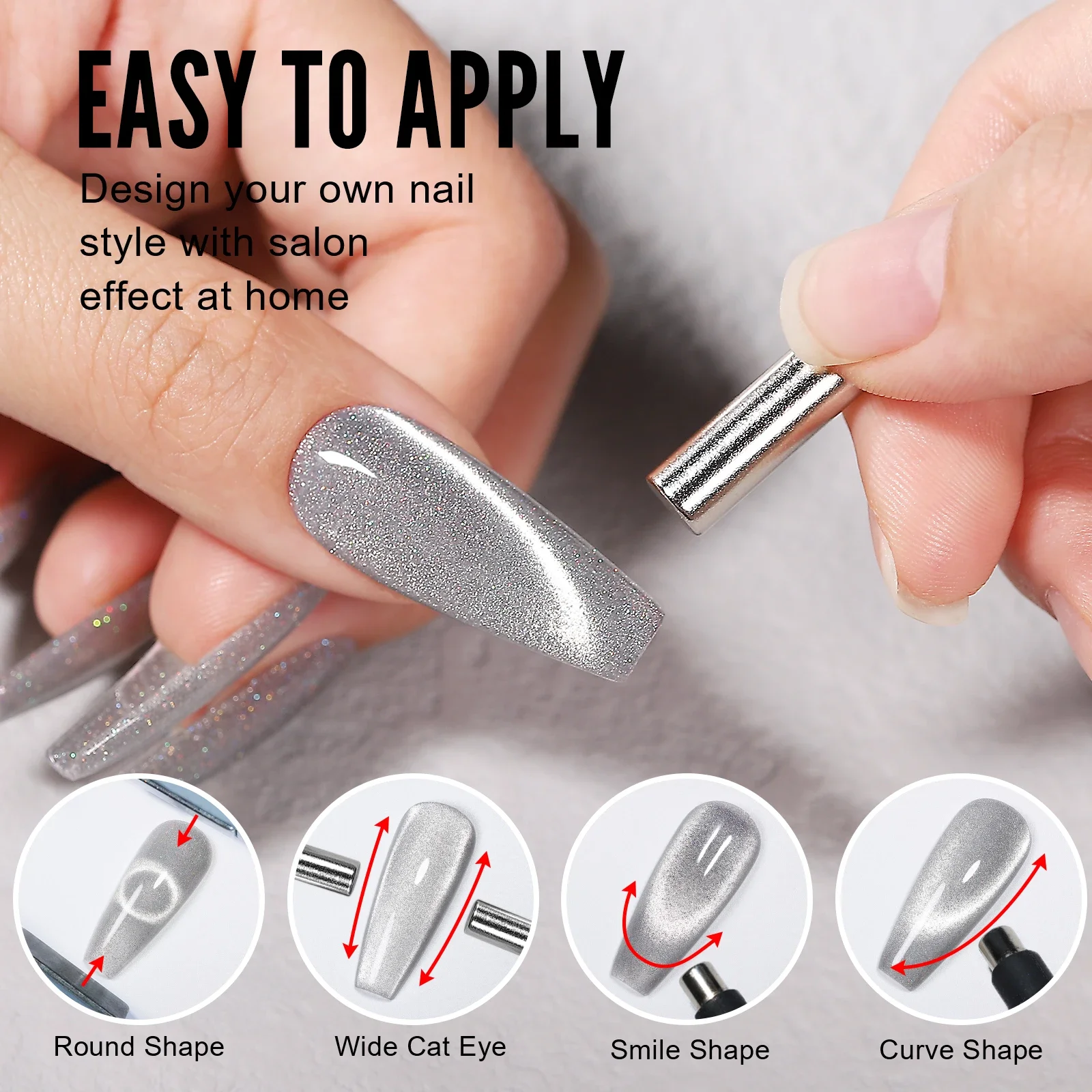 YOKEFELLOW Cat Eye Gel Nail Polish 10Ml Silver Magnetic Nail Polish Gel Varnish Professional for Manicure DIY gel nail polish