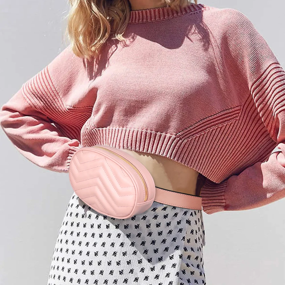 New Women's Oval Waist Bag Leather Crossbody Bag Velvet