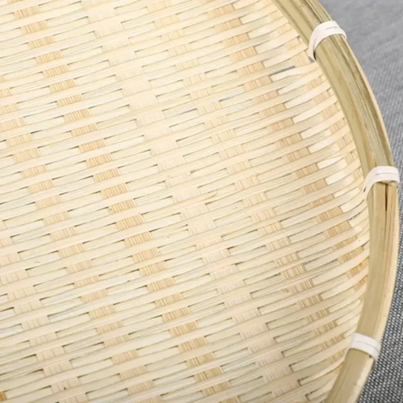 Natural Handmade Weaving  Bamboo Sieve Bamboo Raft Round Dustpan DIY Decorative Fruit Bread Basket Kitchen Storage 6