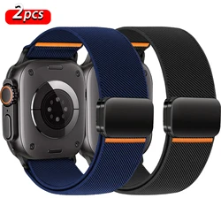 Magnetic Nylon Bracelet Strap - 44mm 45mm 49mm 46mm (Black - Midnight blue)