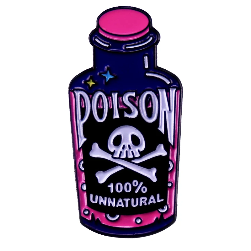 

A3079 Poison unnatural skull Briefcase Badges Enamel Pin Brooch on Clothes Lapel Pins for Backpack Jewelry Halloween Accessories