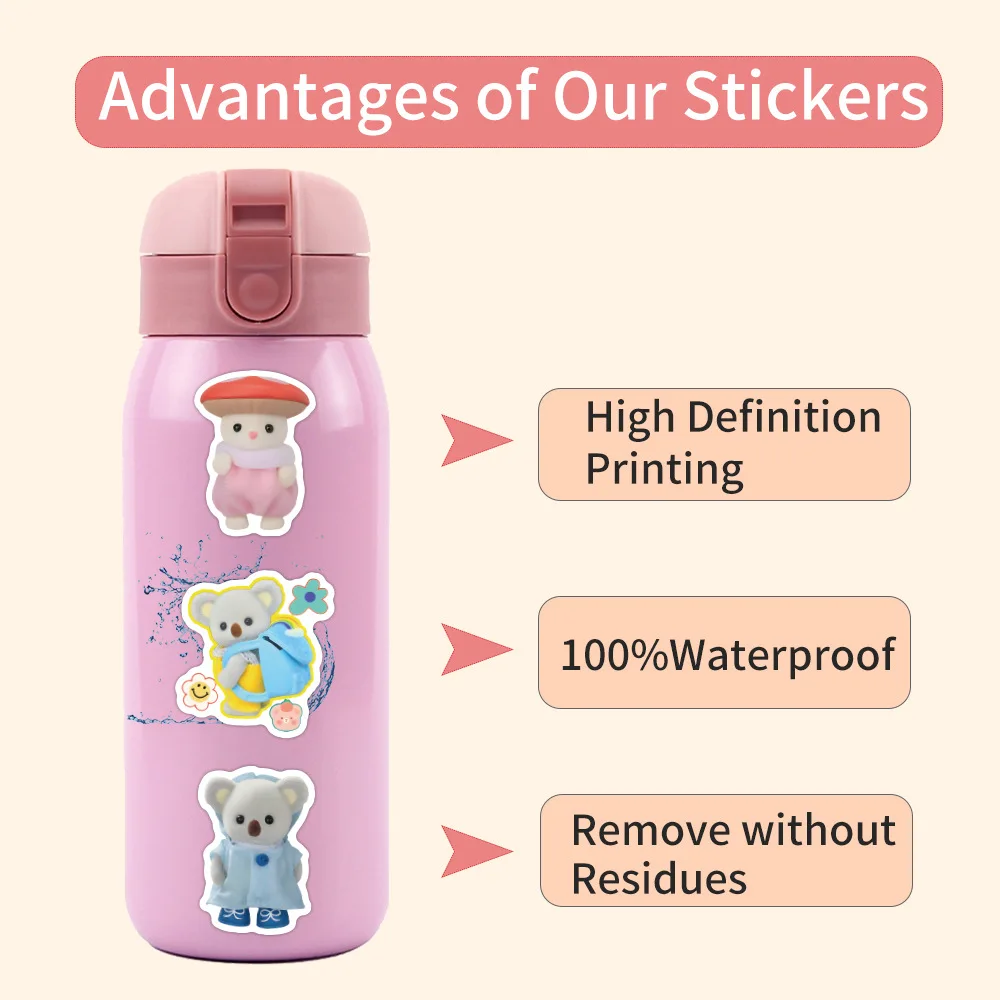 60/120pcs Calico Critters Stickers Laptop Scrapbook Decoration Graffiti Decals Skateboard Laptop Waterproof Sticker Toys Decor 4