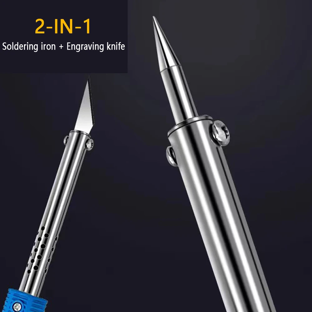 2-IN-1 Electric Soldering Iron Kits DIY Carving Knife 60W Replaceable Soldering Iron Head Soldering Iron Pen Welding Kit 3