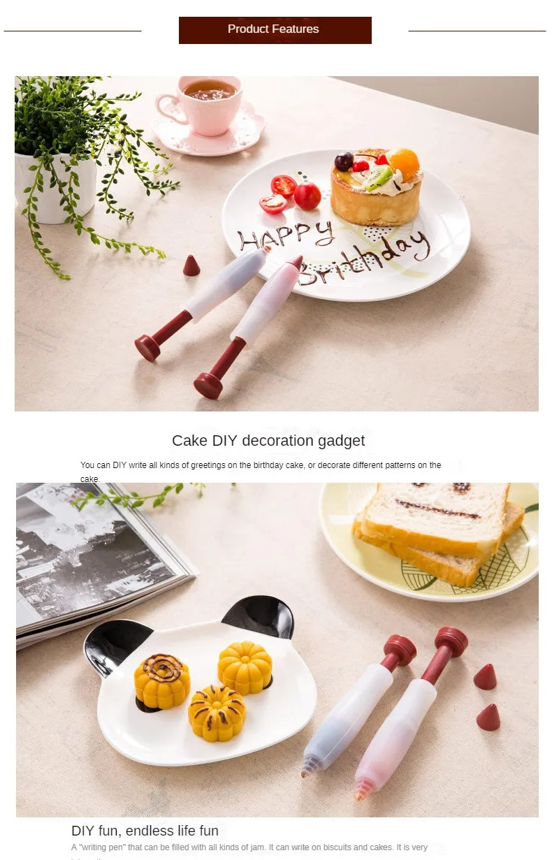 Baking Tools Food grade Silicone Chocolate Jam Writing and Decorative Pen Cake DIY Graffiti Pen Milking Oil Gun cake decoration cake decorations baking decorations cake decorating tools piping pen food writing pen baking supply