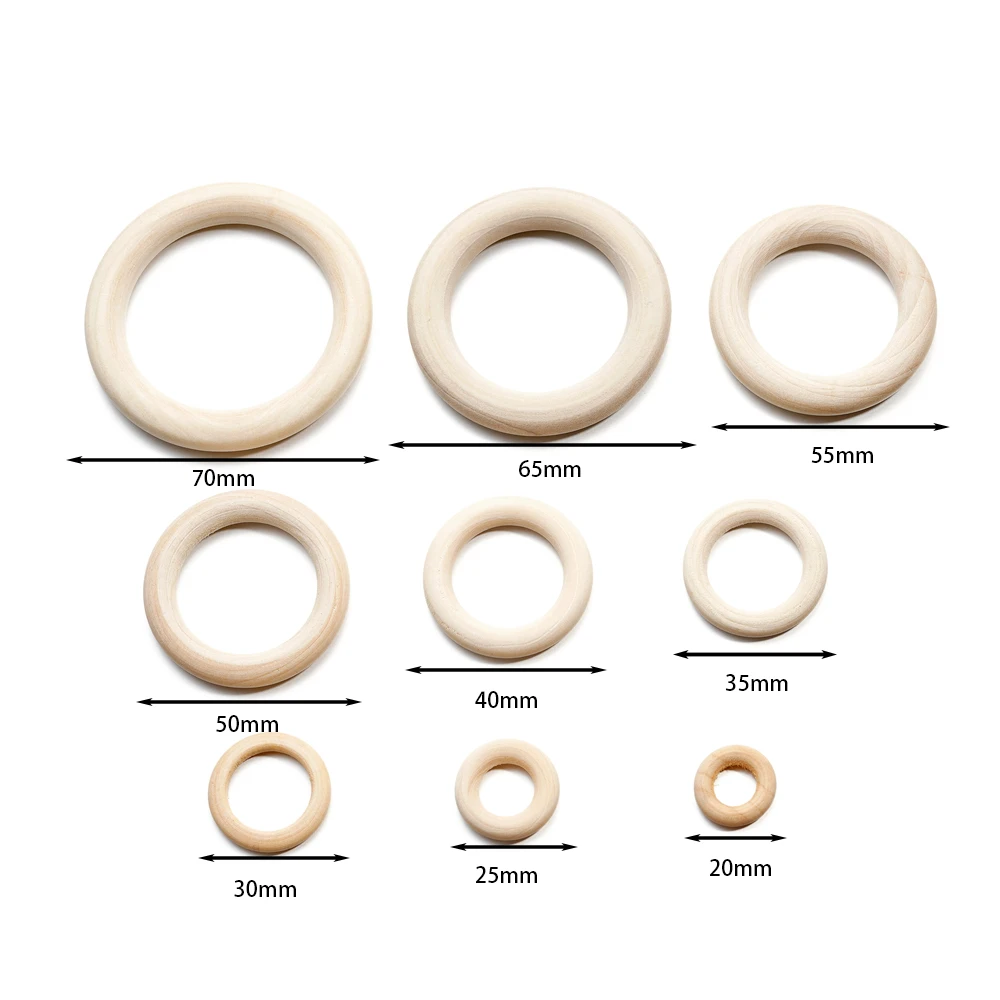 Set Di 40 Anelli In Legno Naturale 45 Mm – Per Macramè, Fai Da Te, Gioielli E Decorazioni