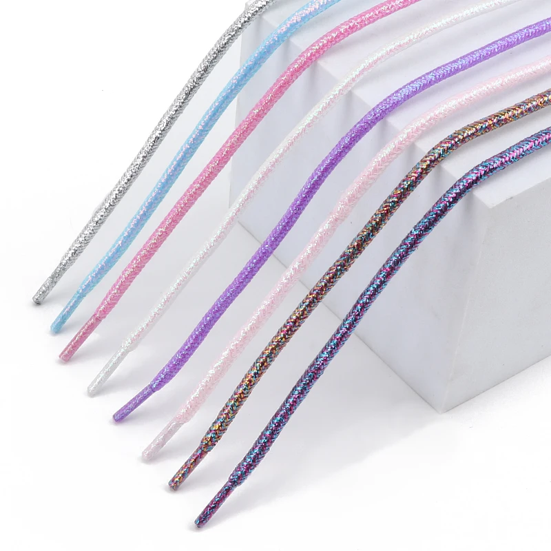 Radiant Metallic Glitter Round Shoelaces in Vibrant Gradient Hues