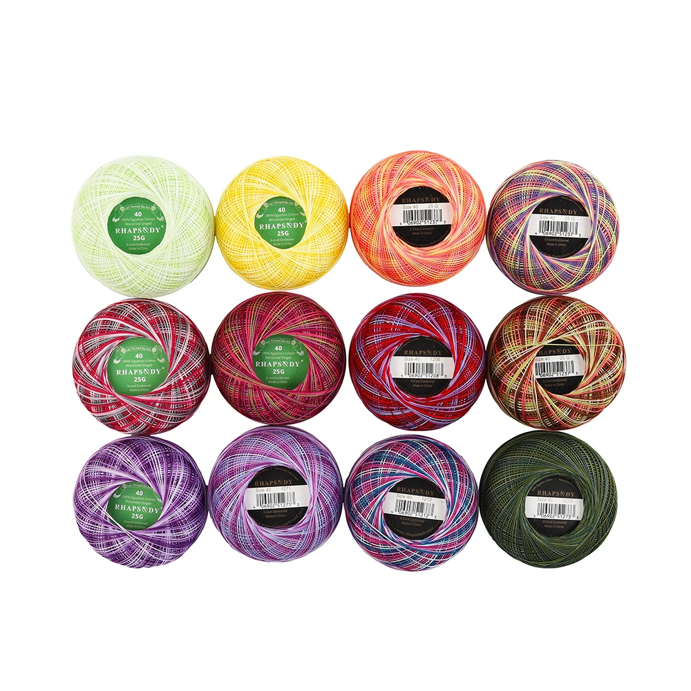 Crochet Yarn 53 Colors Cotton Pearl Thread Size 40 100% Egyptian Long Staple Cotton gassed double mercerized Tatting Knitting Crochet300Yards