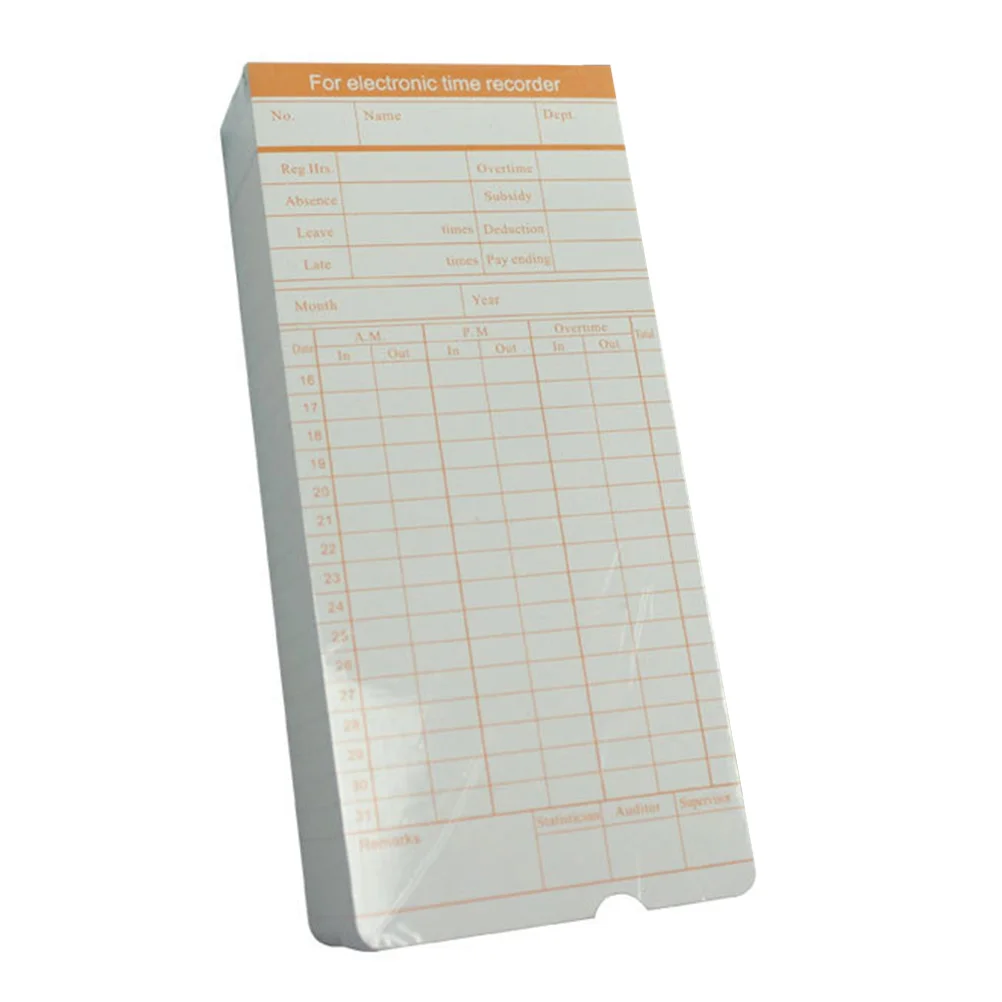 Attendance Card Time Record for Employee Recording Cards Paper Machine 100 Sheets