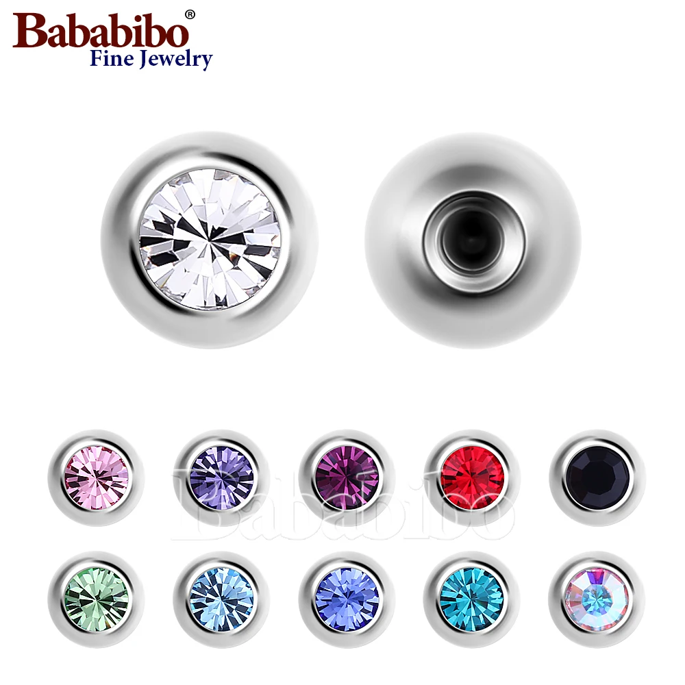 Titanium Replacement Spare 14g 16g 1.6mm 1.2mm Balls with Cubic Zirconia Labret Barbell Bar Piercing Attachments 10pc piercing jewelry body piercing jewelry body jewelry