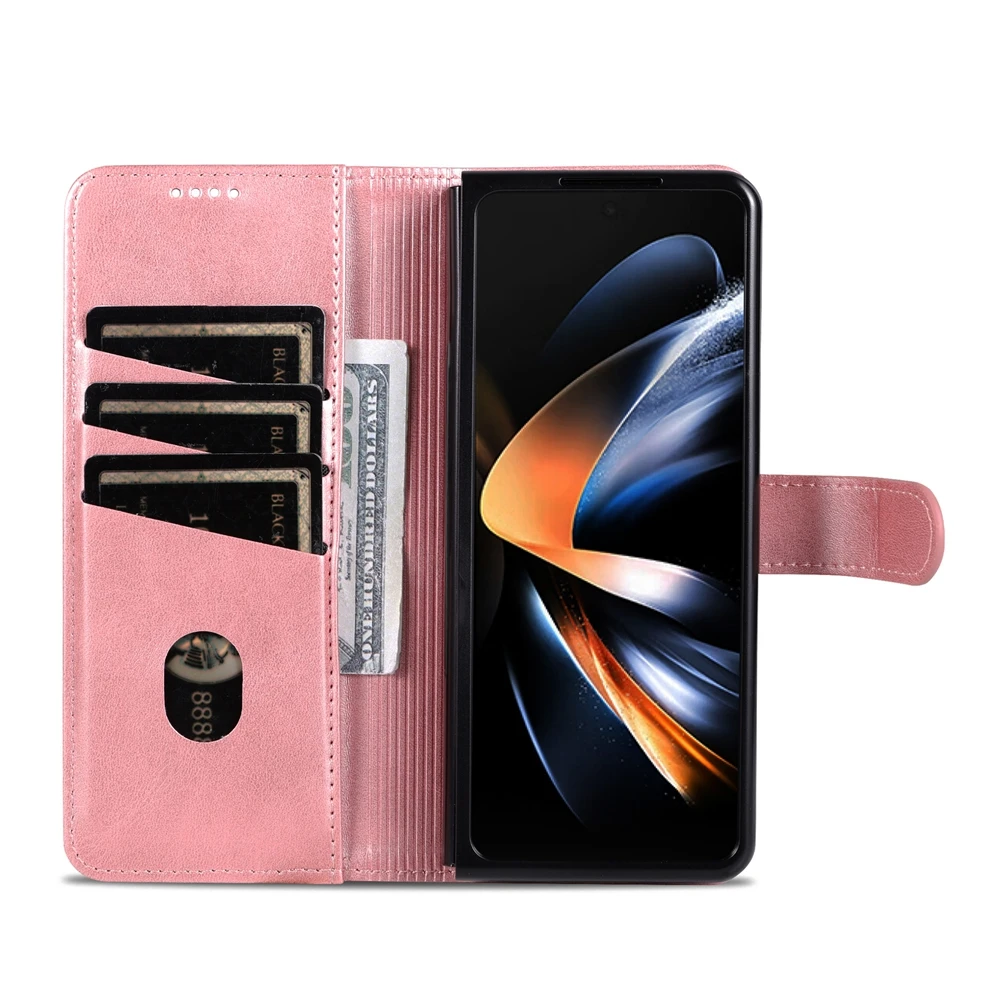 Luxurious Leather Flip Wallet Phone Case with Kickstand and Card Pockets - Anti-Fall Protection