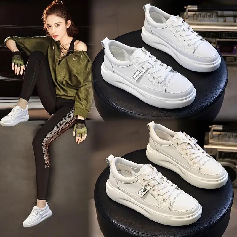New Genuine Leather Women Sneakers Lace Up Flat Shoes Small White Shoes Autumn Winter Casual Shoes Flats A17