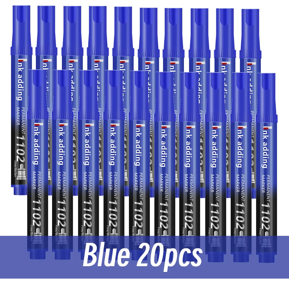 Pack of 1/10/20 Fine Tip Waterproof Permanent Marker Pens - Quick Drying, Multi-Surface Use on Wood, Stone, Metal & Glass; Assorted Colors