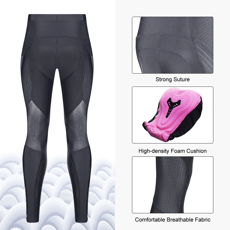 X-TIGER Women's Bicycle Pants Breathable Reflective Bicycle Pants with Zipper Upgrade Pad MTB Mountain Road Tight