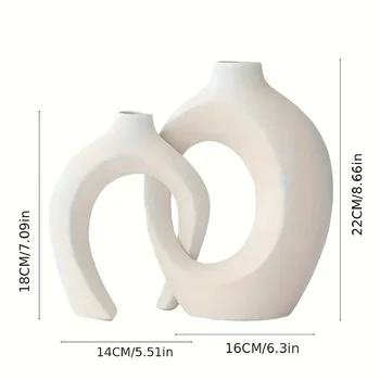 Hollow Nordic Modern Ceramic Vase Set of 2 for Modern Home Decor,Modern Boho Hollow Flower Vases for Living Room Bookshelf 5
