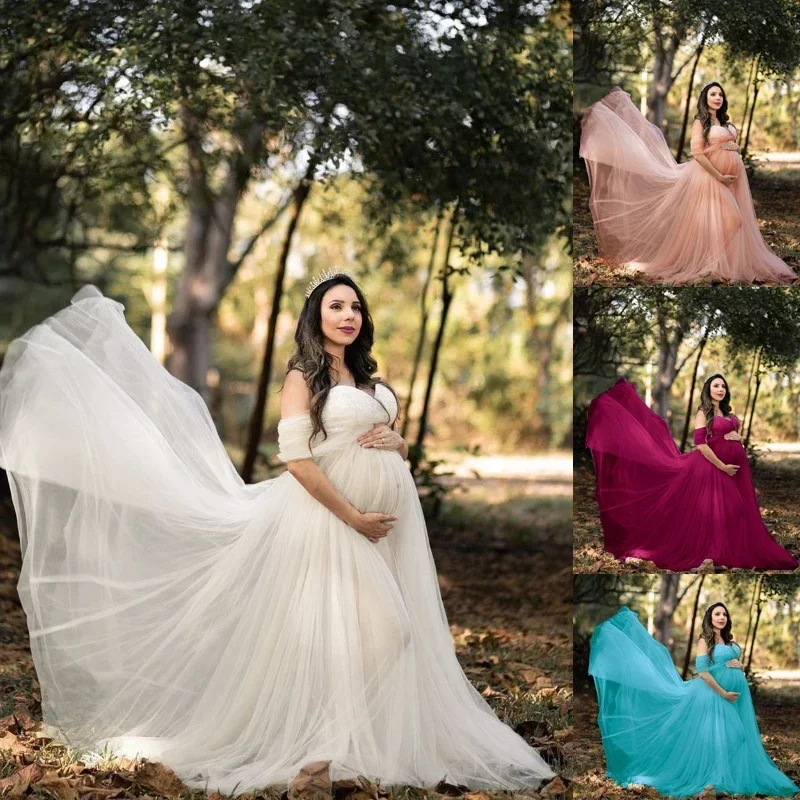 

Off Shoulder Lace Maternity Dress for Photoshoot Pregnancy Dresses Pregnant Women's Gown Photography Props Photo Shoot