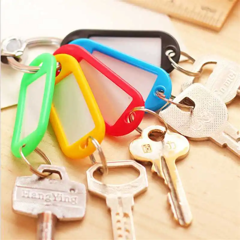10-50pcs/lot Tough Plastic Key Tags with Split Ring Label Window for DIY Key Chain Kit Numbered Name Baggage Luggage Tags