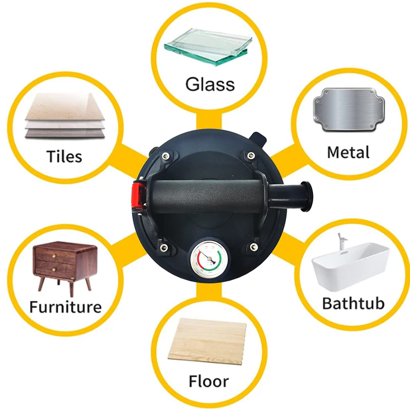Vacuum Suction Cup 250 Kg Carrying Capacity 8 Inch Vacuum Suction Cup Heavy Duty Lifter for Granite Tile Glass Manual Lifting