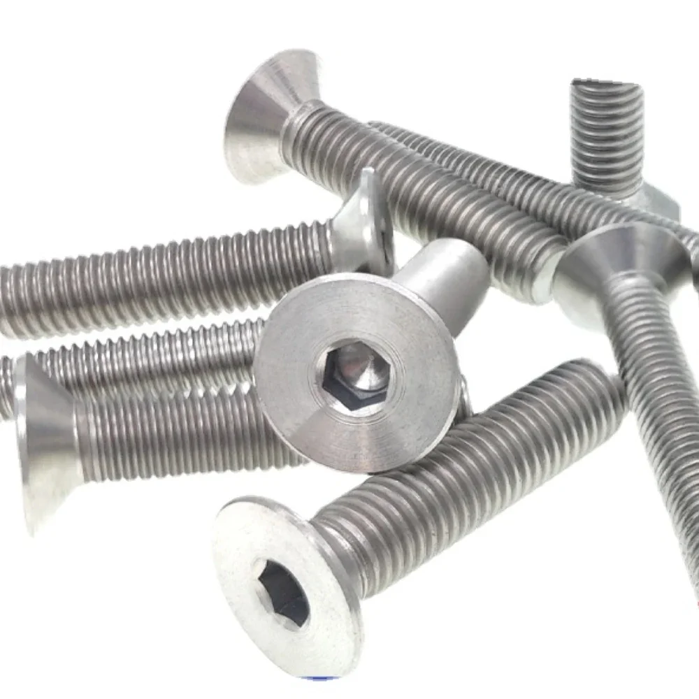

M2 M2.5 M3 M4 M5 M6 M8 M10 x 3 4 5 6 8 10 12 15 20 25-55mm TA2 GR2 Titanium Flat Countersunk Head Hex Allen Screw Bolts