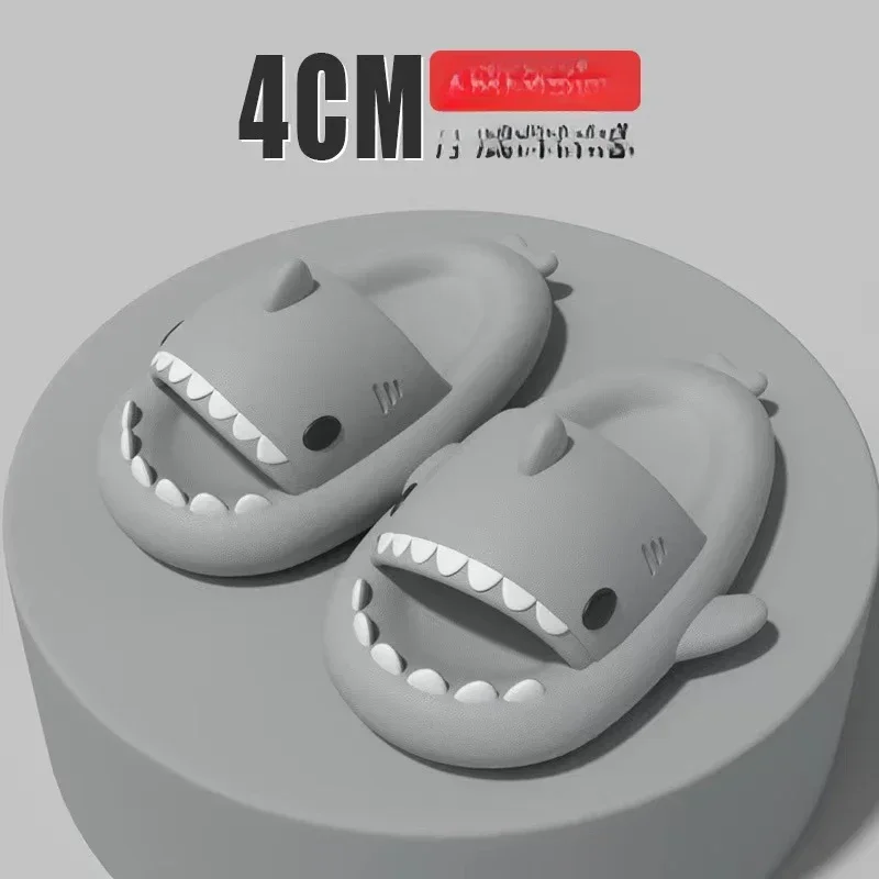 Summer Slippers Lovely Shark Slides Outdoor Women Shoes Flip Flops Men Couples Cartoon Eva Shoes Bathroom Non-Slip Sandals — view 5