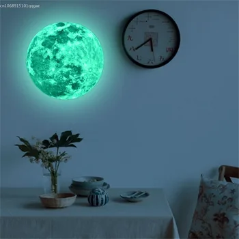 5/12/20/30CM 3D Luminous Moon Wall Sticker Glow in The Dark Fluorescent Sticker PVC Home Kids Room Decals Wall Decor Wallpaper 1
