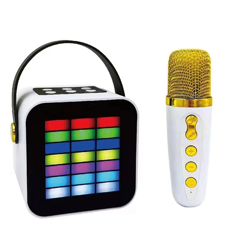 

ZX-01 Portable Mini Children's Home Outdoor KTV Singing RGB Light Stereo Wireless Bluetooth Speaker comes with MIC HIFI BASS car