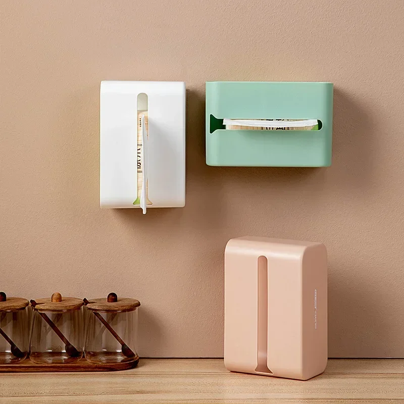 Wall Mounted Tissue Box Waterproof Toilet Paper Storage Rack Space Saving Punch Free Tissue Holder For Household Kitchens 4
