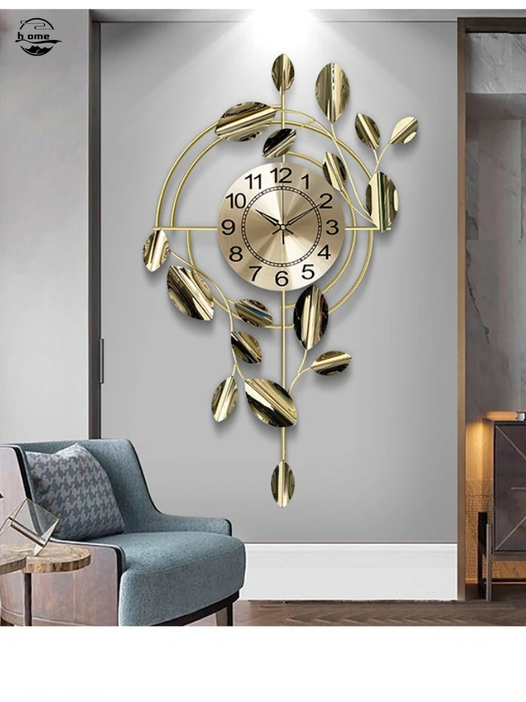 Golden Wrought Iron Feather Wall Clock 6 Golden Wrought Iron Feather Wall Clock 6