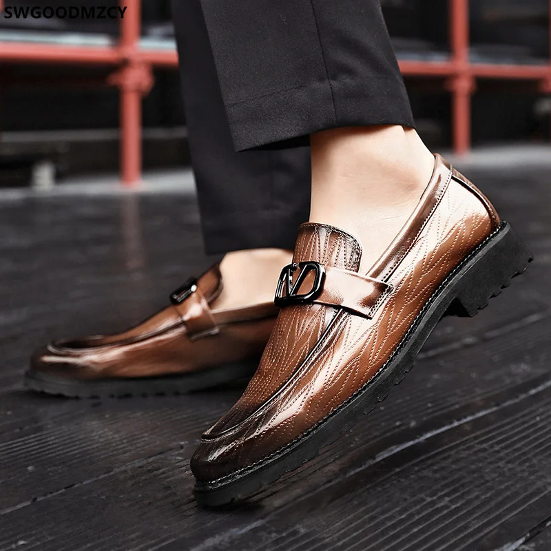 Mocasines marrones para hombre, zapatos de vestir a la moda, zapatos de  fiesta formales sin cordones, calzado de cuero de lujo, 2022|Zapatos  formales| - AliExpress