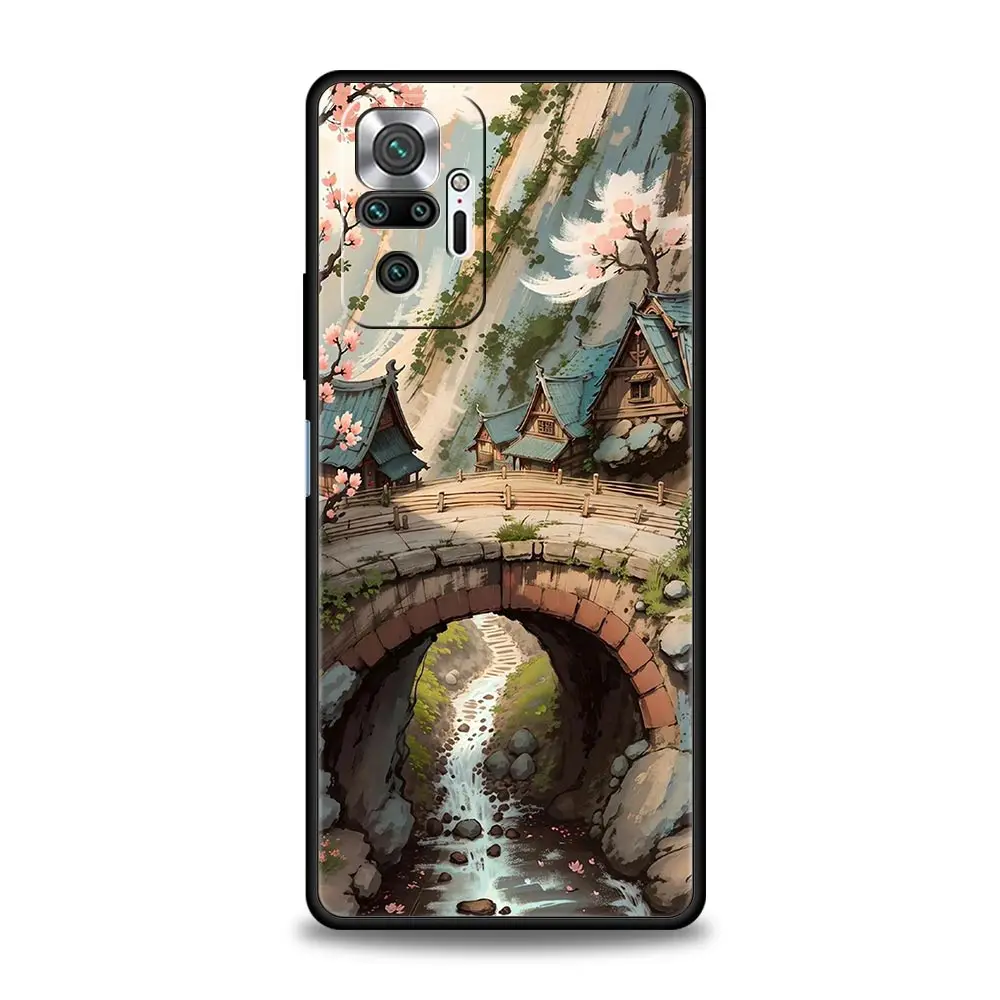 Landscape Art Black Phone Case – Stylish Protective Cover