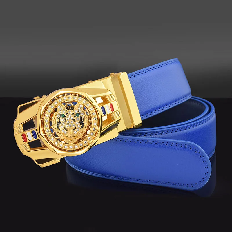 Tiger Automatic Buckle Rotating High Quality Luxury Famous Brand Fashion Designer Belt Men White wide Waist Strap Ceinture Homme