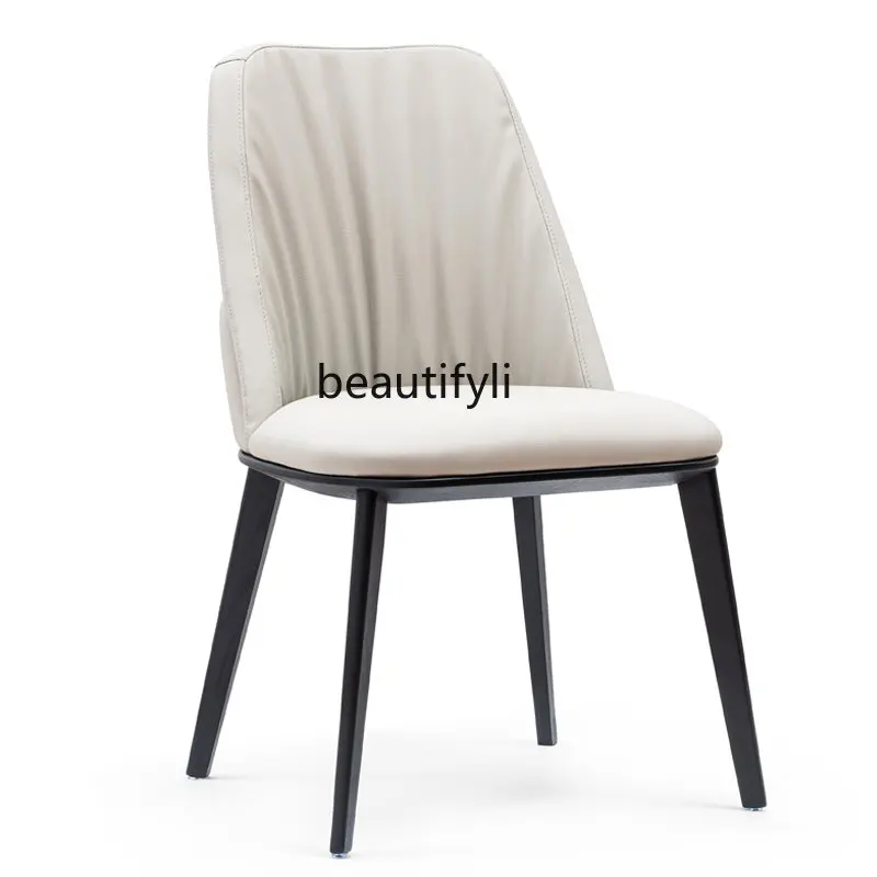 

Minimalist Nordic Ash Wood Soft Leather Genuine Leather Chair Dining Chair Leisure Dining Chair