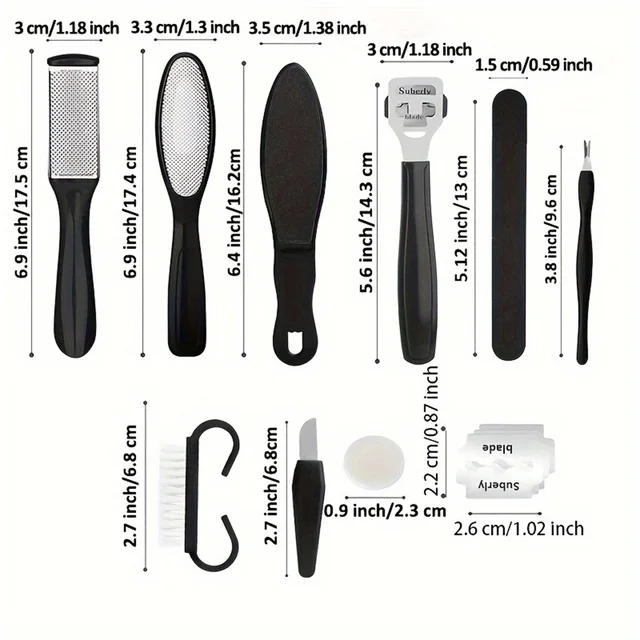 8/10 pezzi Set per pedicure Peeling e esfoliante calli Spazzola per la pulizia dei piedi Pietra per pedali per la cura dei piedi a doppia faccia in acciaio inossidabile 6