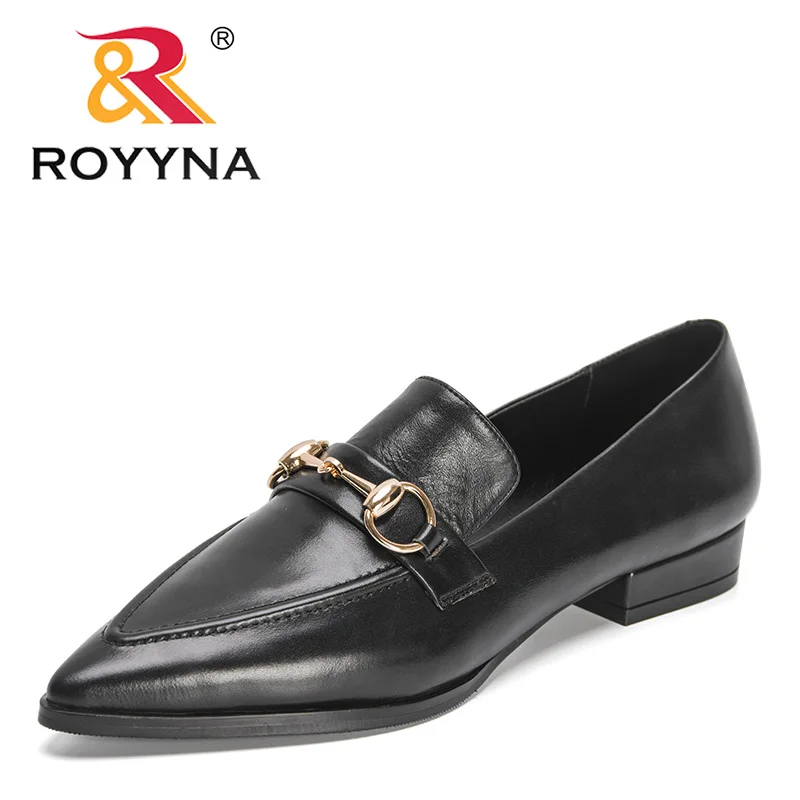 

ROYYNA 2022 New Designers Real Genuine Cow Leather Heels Office Dress Shoes Women Casual Sweet Career Elegant Pumps Feminimo