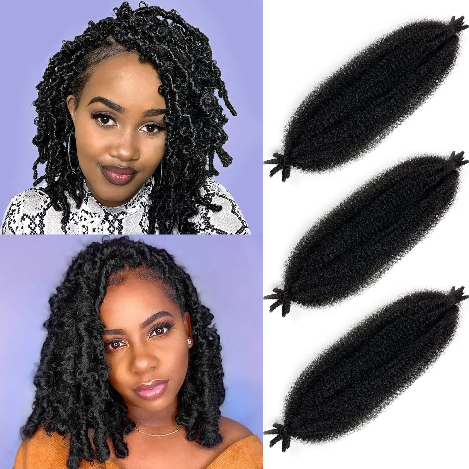 Twist Braiding Hair Springy Afro Twist Hair Kinky Twist Hair for Braiding  Spring Twist Hair Curly Hair Extension for Black Wome